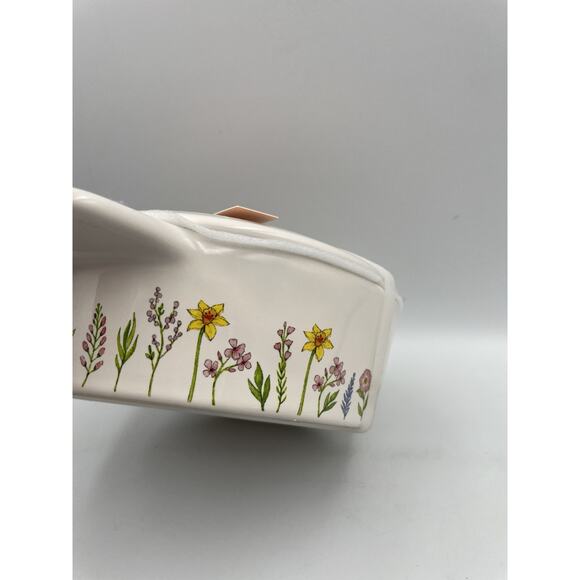 Rae Dunn Spring Floral Mini Baking Dish With Flower Topper NEW - Picture 6 of 8